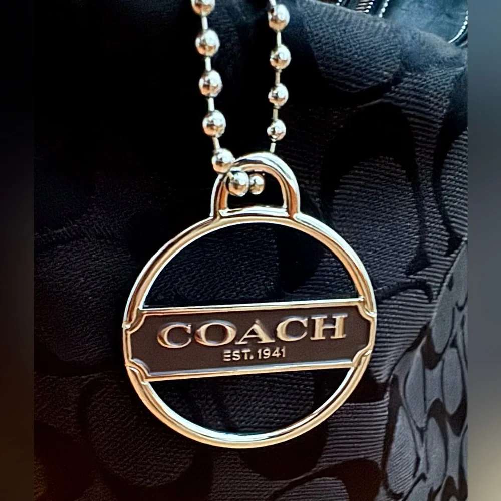 Coach Vintage Poppy Round Enamel Logo Bag Charm with Dust Bag